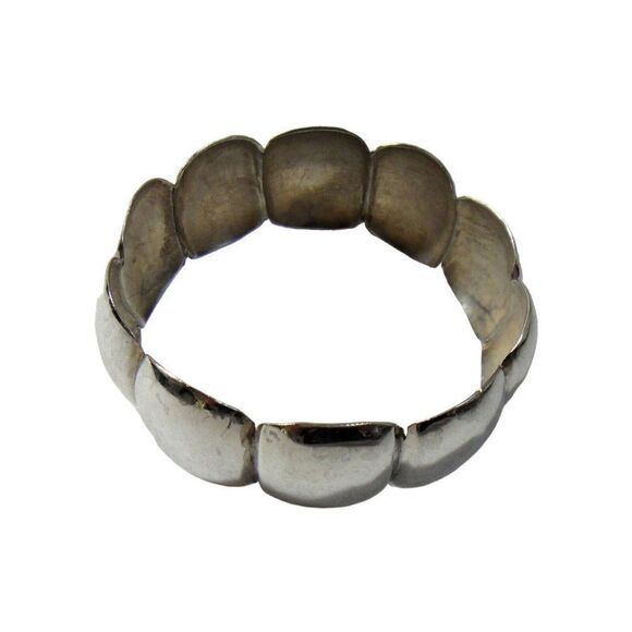 Bracelet Modernist Wide Bangle Sterling Silver Curved Squares  50+ Grams Estate - Picture 5 of 9